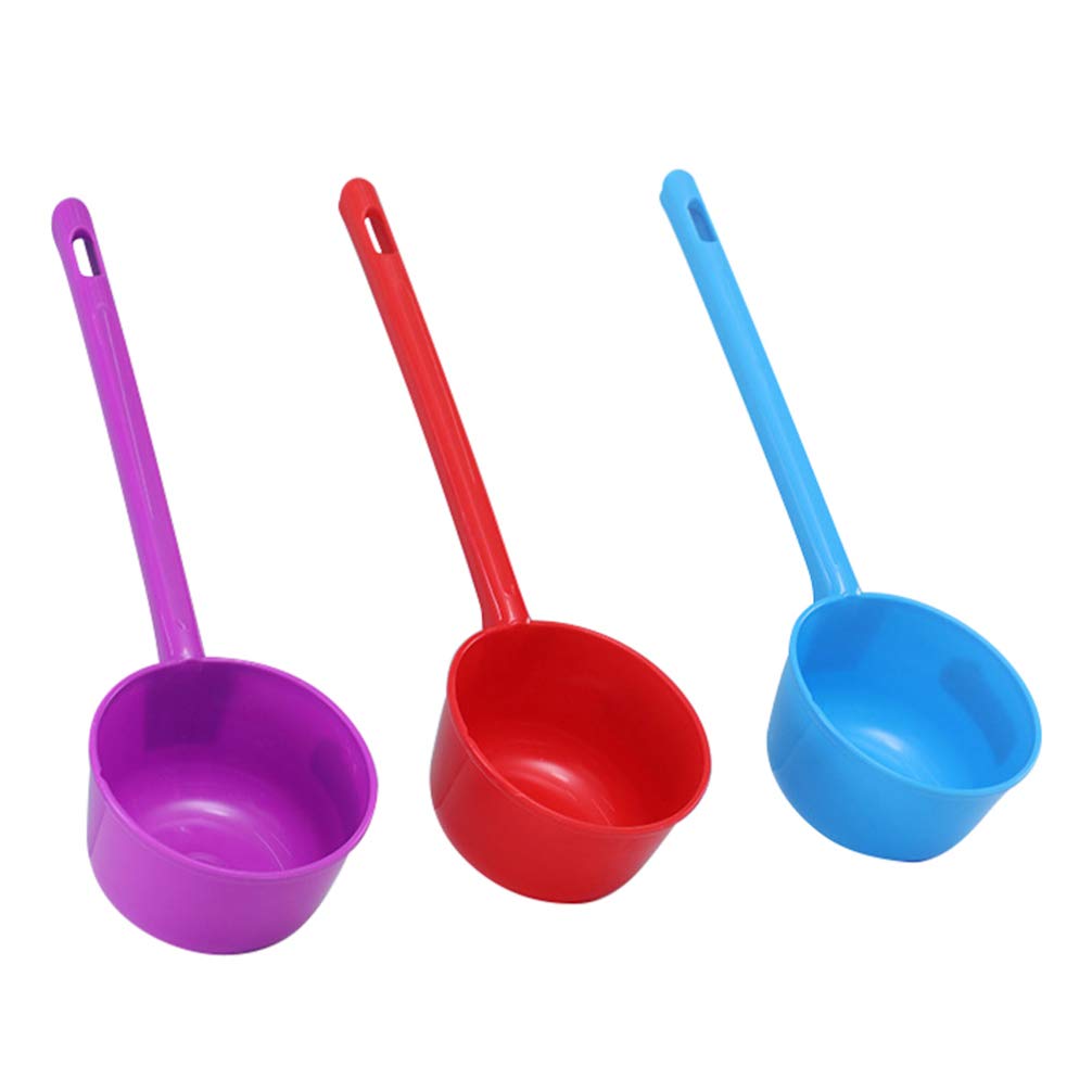 Sherchpry Plastic Ladle 10 Inch Plastic Water Ladle, 3Pcs Long Handle Water Ladle, Bathroom Water Scoop Cup, Bathing Ladle Conta