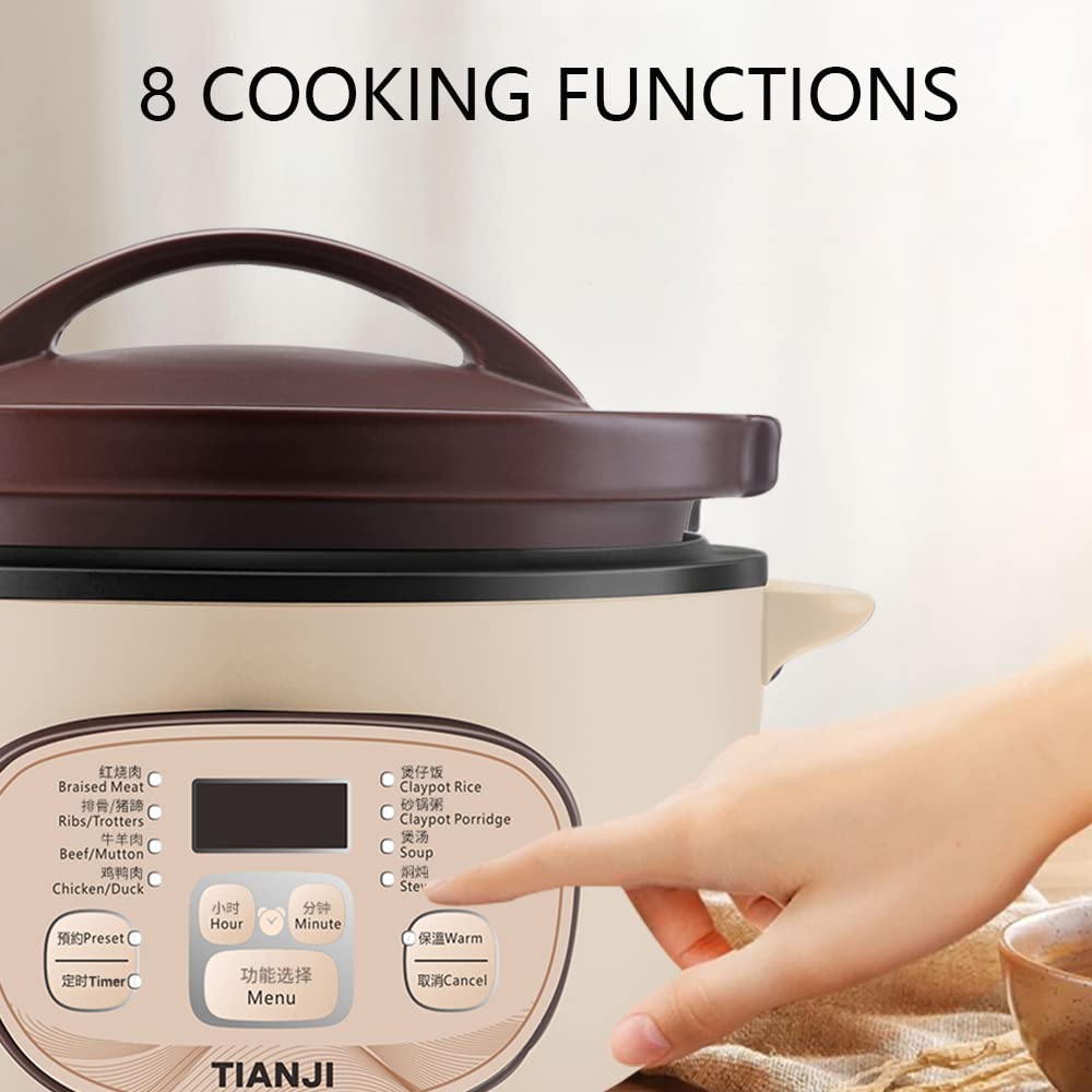 Tianji Dsg-Tz30 Electric Clay Pot Slow Cooker For Claypot Rice And Casserole Porridge, Ceramic Casserole Cooking Pot With Unglaz