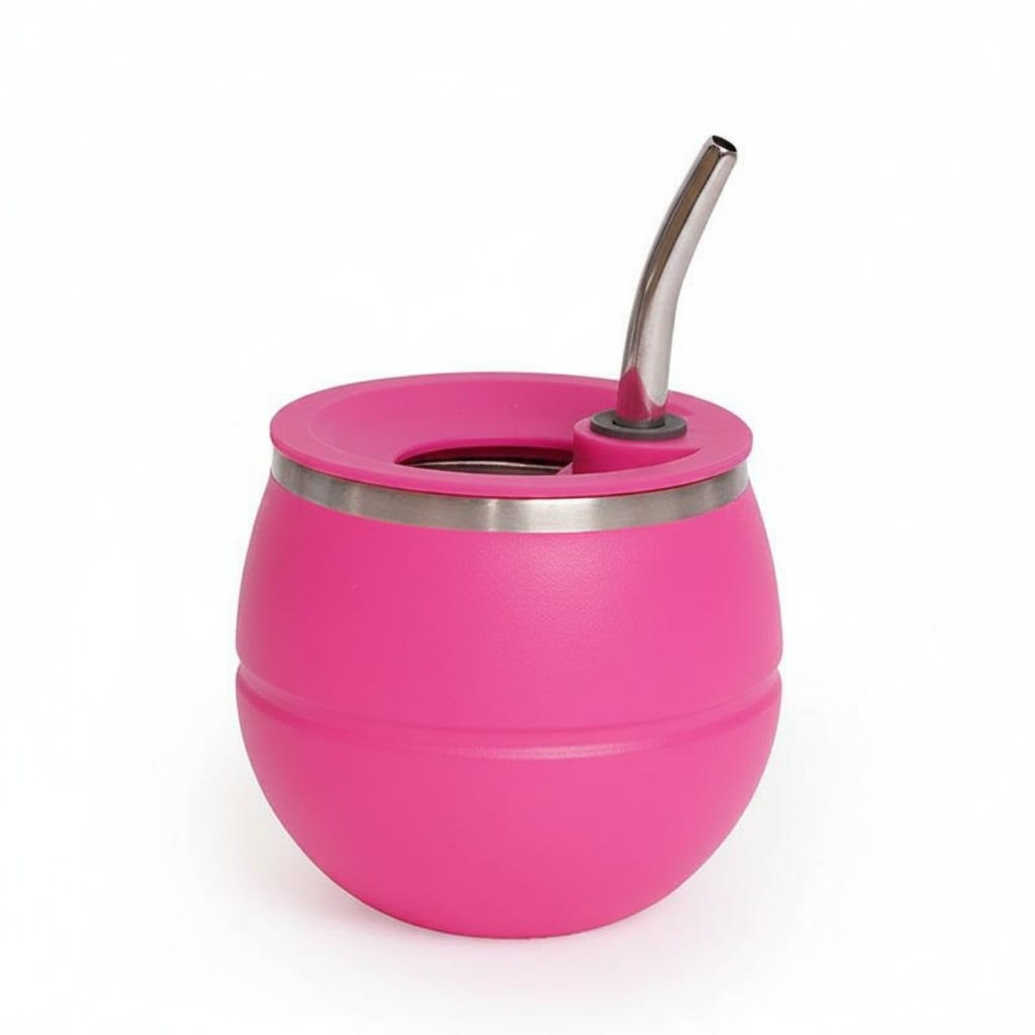 Trendynest Curved Straw Stainless Steel Mate Cup Matte Finish Mate Tea Cup Wide Top Drinkware Narrow Base For Everyday Use, Rose