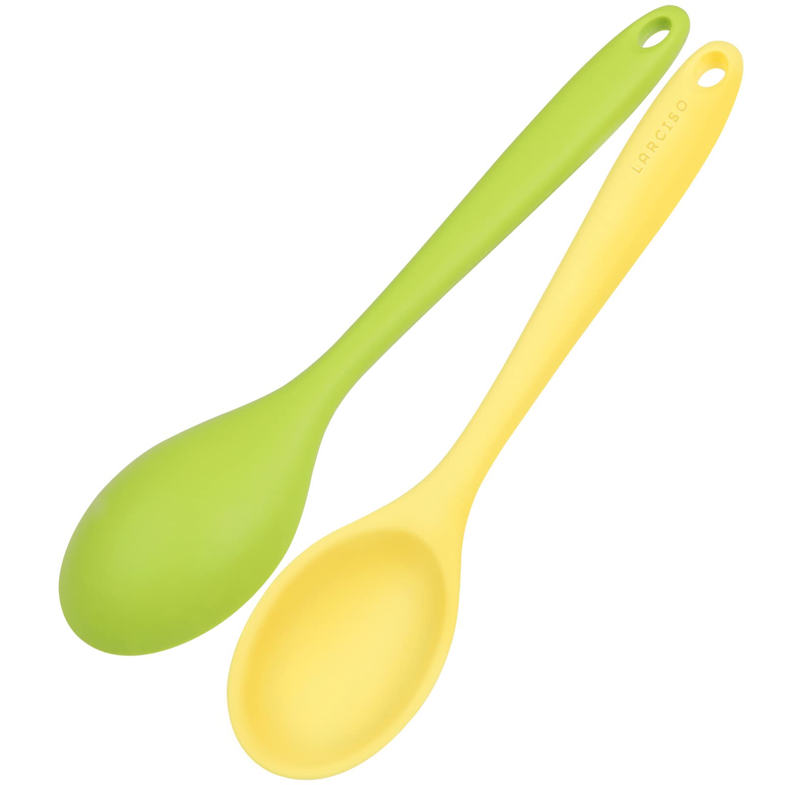 Larciso 4 Pieces 10.6'' Silicone Spoon Heat-Resistant Non Stick Food Grade Cooking Spoon For Mixing, Baking, Stirring, Turning,