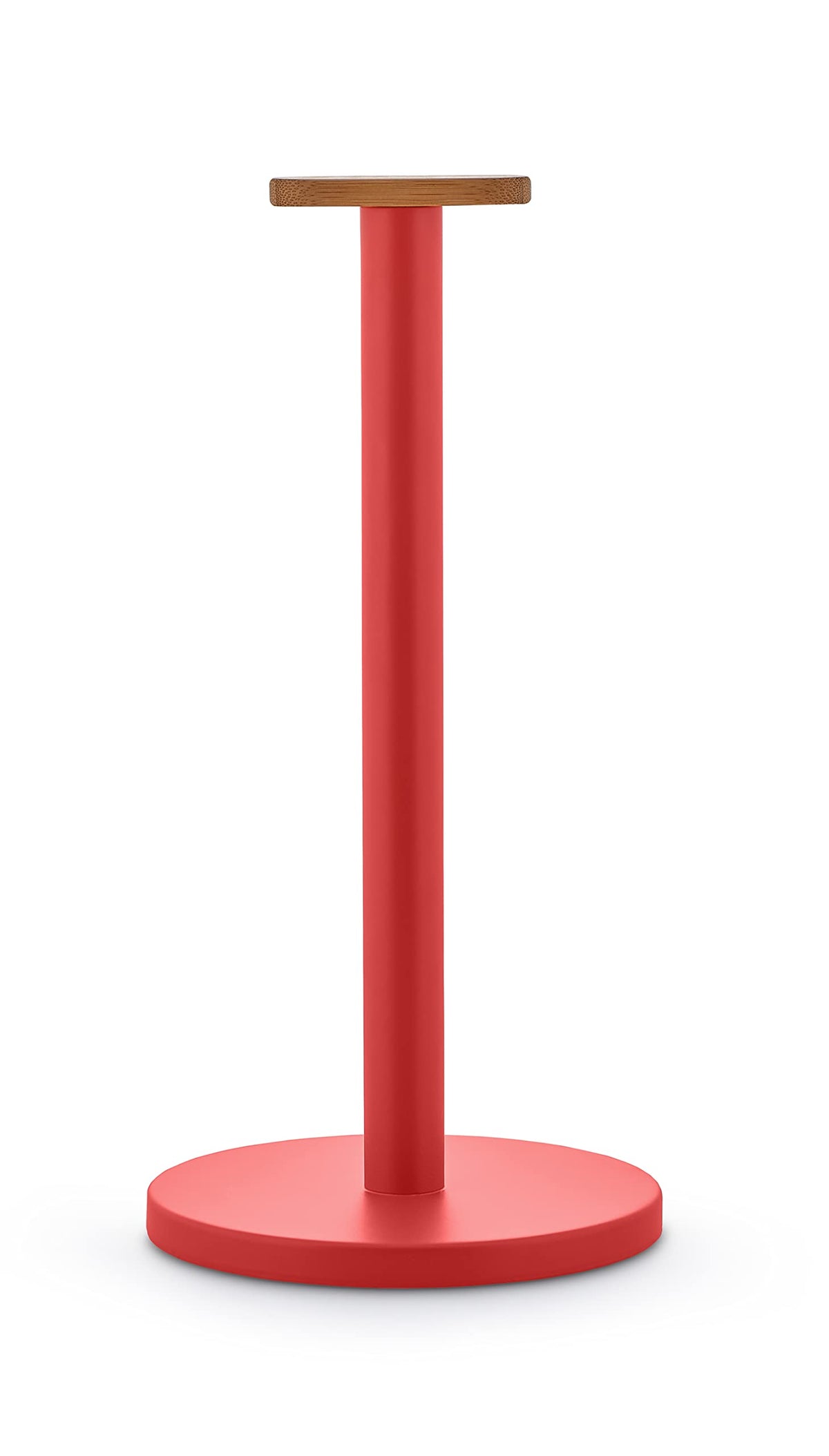 Alessi Mattina Bg05 R - Design Kitchen Roll Holder, In Colored Steel With Epoxy Resin And Knob In Bamboo Wood, Red