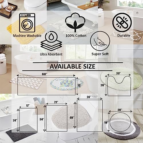 Better Trends 100% Cotton Lux Collection Bath Mats, Silver - Tufted, Absorbent Reversible Bath Mat, Machine Washable, Quick-Dry,