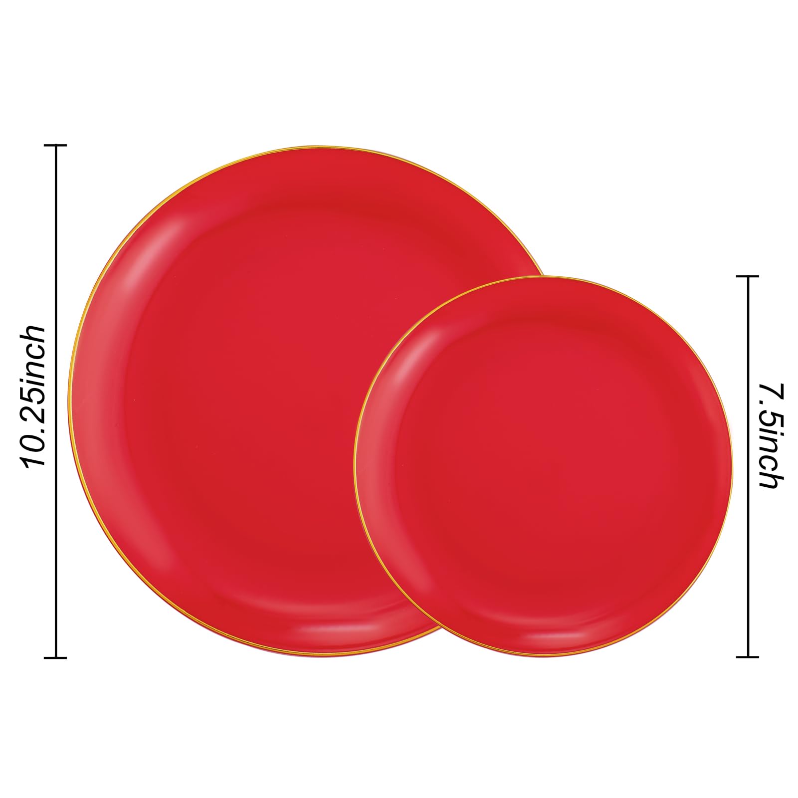 Pulote 100Pcs Red Plastic Plates - Heavy Duty Red Plates Disposable - Red Disposable Plates Include 50Pcs Red Dinner Plates 10.2