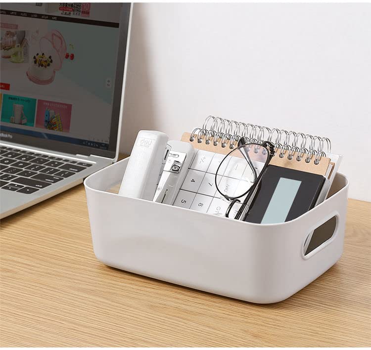 Rchleakry Small Plastic Baskets, Multiple Colour Pantry Organizer Bins Cupboard Box With Handle, Plastic Storage Baskets For Bed