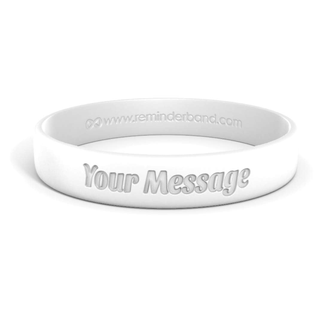 Reminderband Classic Custom 100 Silicone Wristband - Personalized Silicone Rubber Bracelet - Customized For Events, Gifts, Suppo