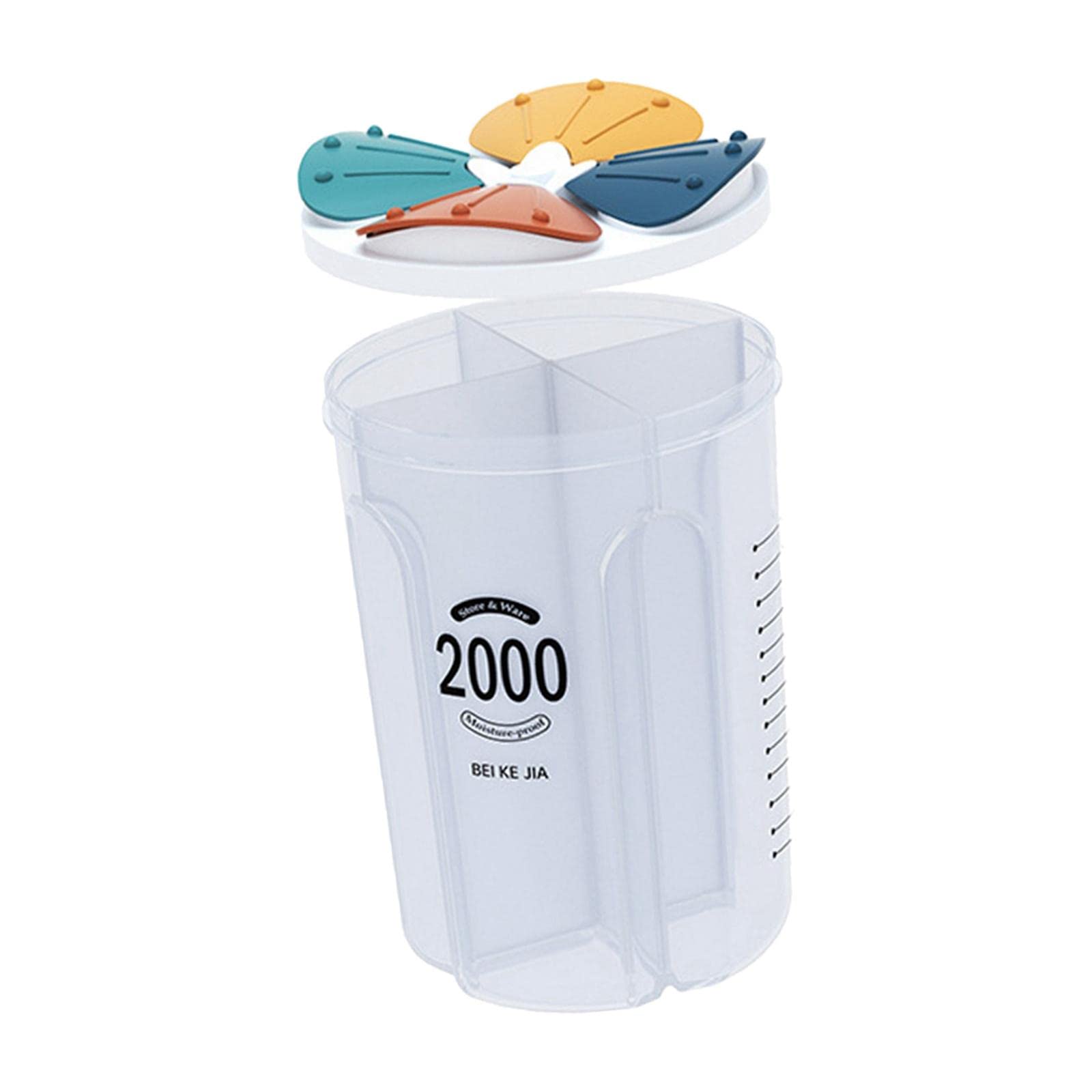 Zoomella Airtight Cereal Storage Container Bpa Free 4 Grids For Sesame Rice Cereal 2L|Food Storage Containers|Home & Garden