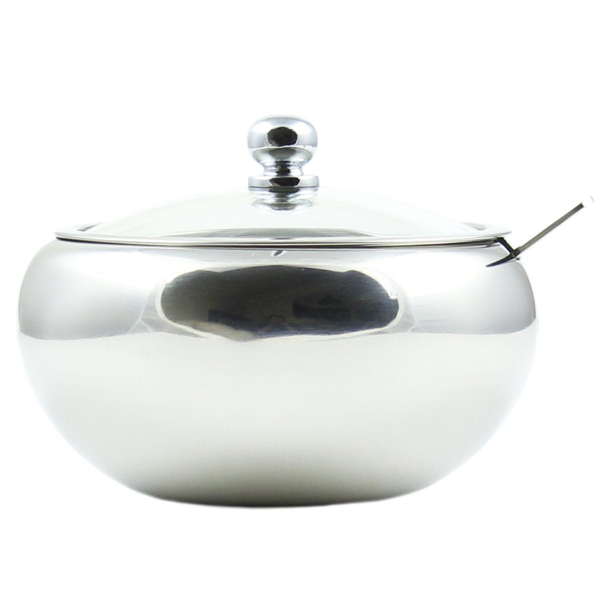 Zoie + Chloe Stainless Steel Sugar Bowl With Glass Lid - Bonus Spoon - 2 Cup Capacity (500Ml)