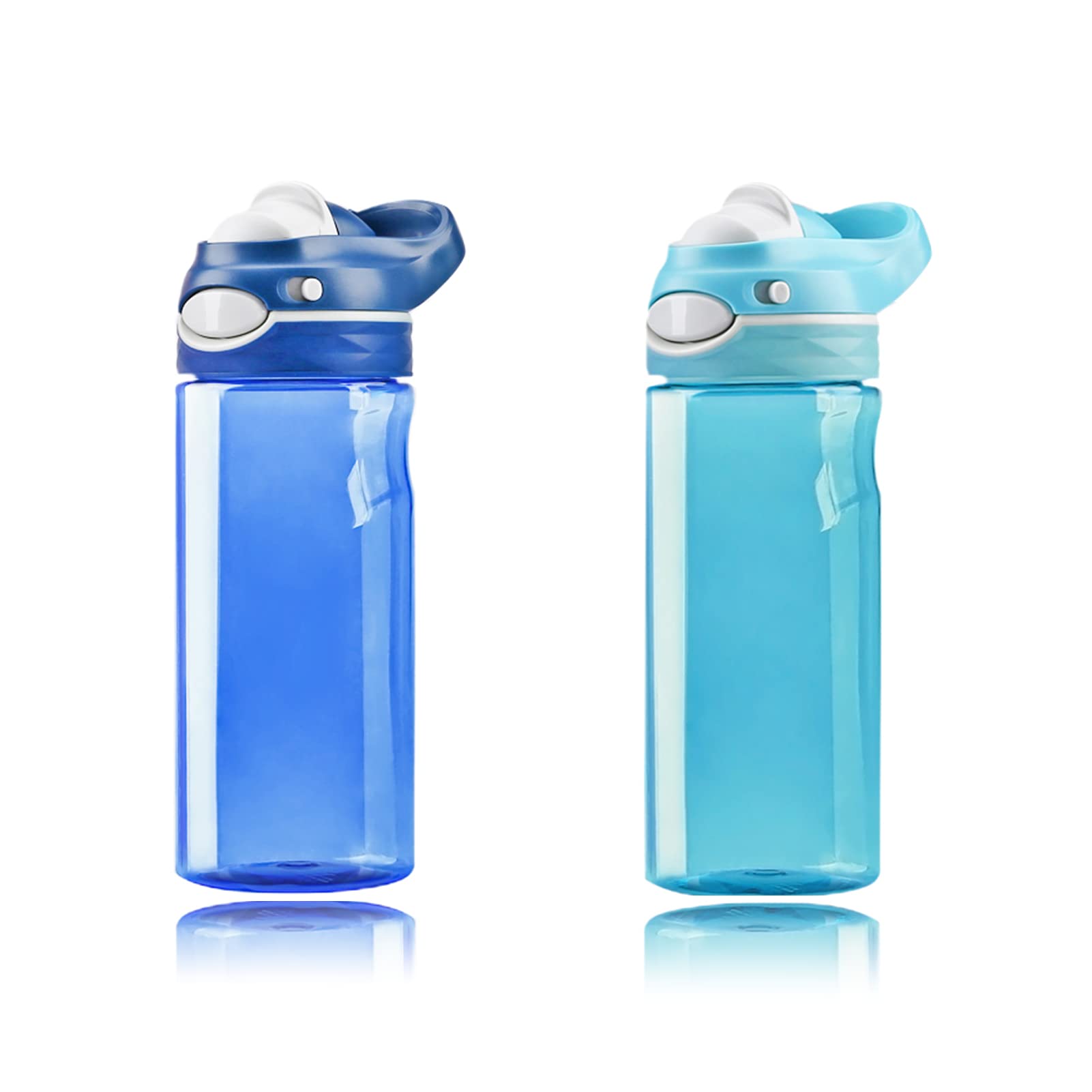 DEARART 20oz 2-Pack Blue & Sky Blue Water Bottle with Clip No Straw, 100% Leakproof Wide Mouth Has Handle Lockable Lid, Suit Sch