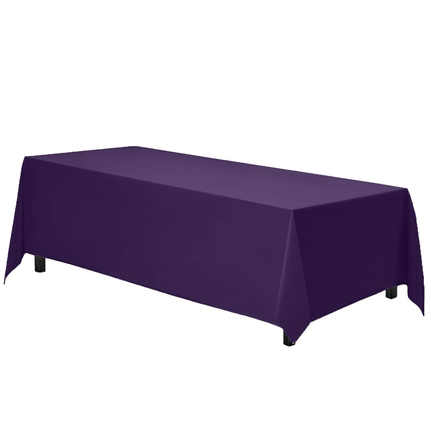 Gee Di Moda Rectangle Tablecloth - 90 x 156 Inch Purple Table Cloth for 8 Foot Table with Floor-Length Drop - Heavy Duty Washabl