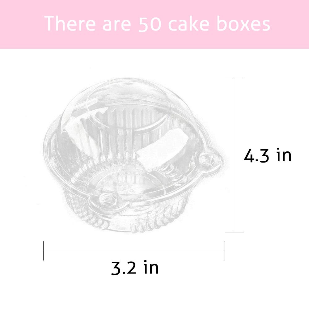 Cupcake Holders Individual,50 Pc Cupcake Containers Disposable Clear Plastic Single Muffin Dome Holders Cases Individual Cupcake