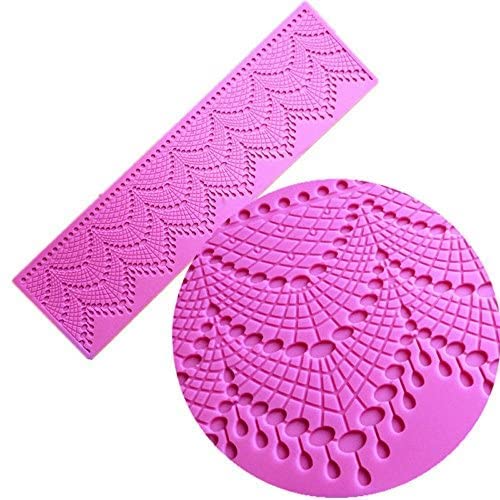 Anyana Sugar Tassel Jewel Pearl Dangle Edible Cake Silicone Fondant Scallop Impression Lace Mat Cake Decorating Mold Gum Paste C