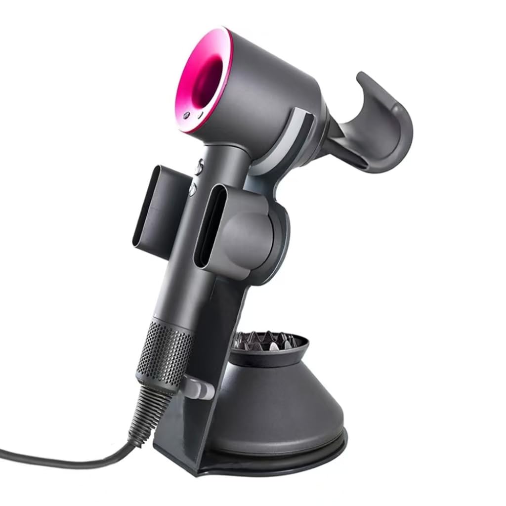 Hair Dryer Holder compatible for Dyson Supersonic  Magnetic Stand Holder with Power Plug cable Organizer  Aluminum Alloy Bracket  Bathroom Organizer compatible for Dyson Supersonic Hair Dryer  Diffuser and Nozzles