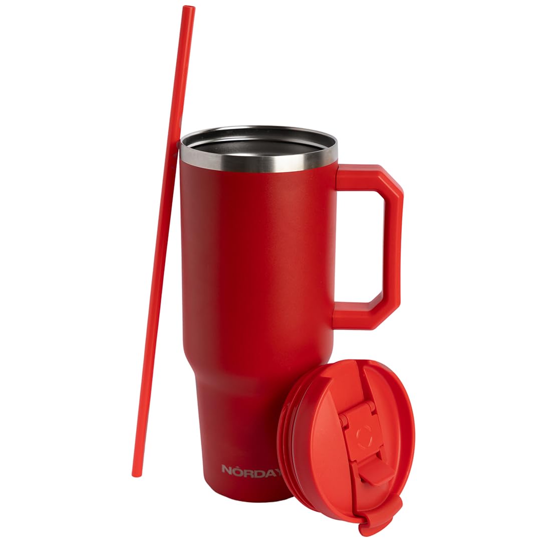 NORDAY | Tumbler with Lid and Straw  40 oz Tumbler with Handle | Stainless Steel Insulated Water Bottle | Travel Thermos
