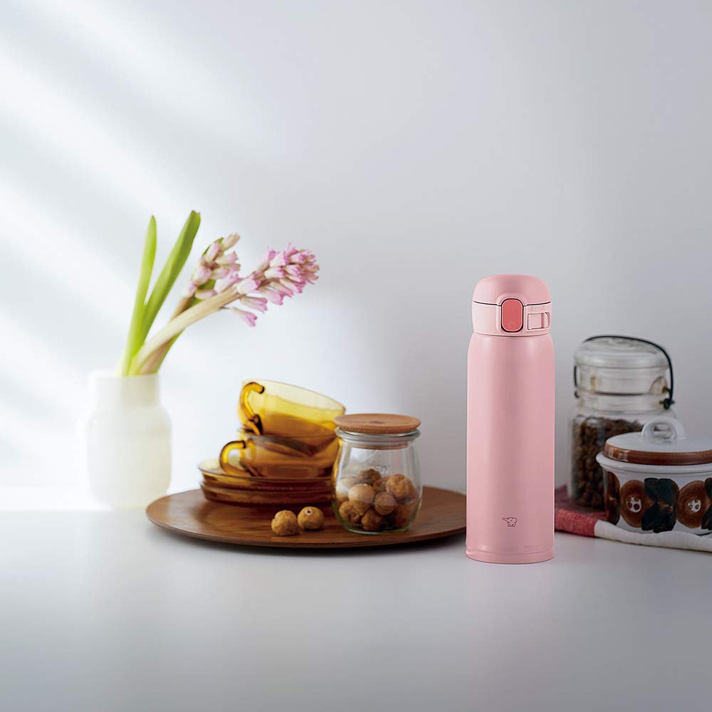 Zojirushi Sm-Wa48-Hl One-Touch Stainless Steel Mug, Seamless, 0.36 L, Peach Pink