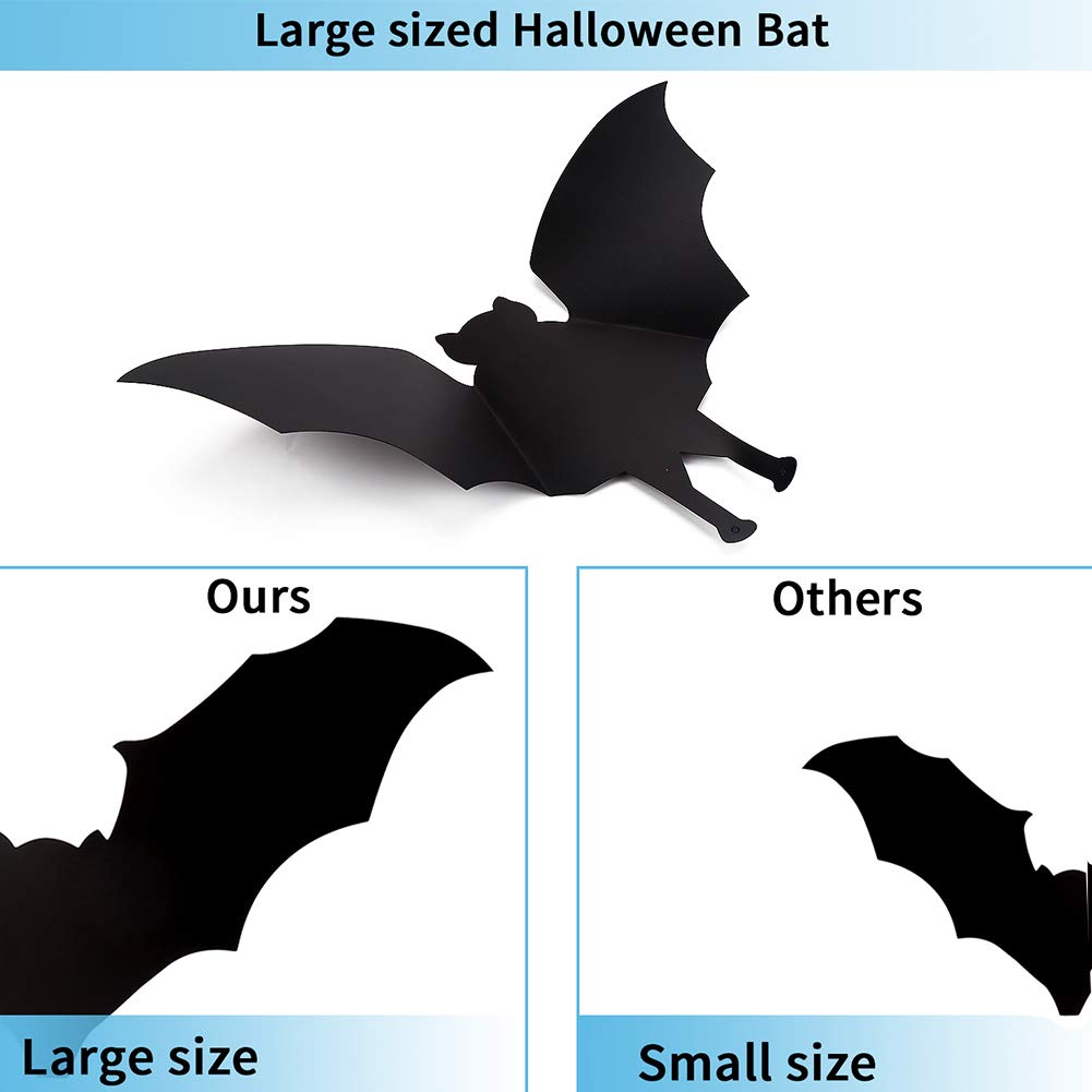 Ccinee Halloween Bat Decoration,Large Hanging Bat Wall Decal Window Door Entryway Sticker For Party Favor Supply,24Pcs