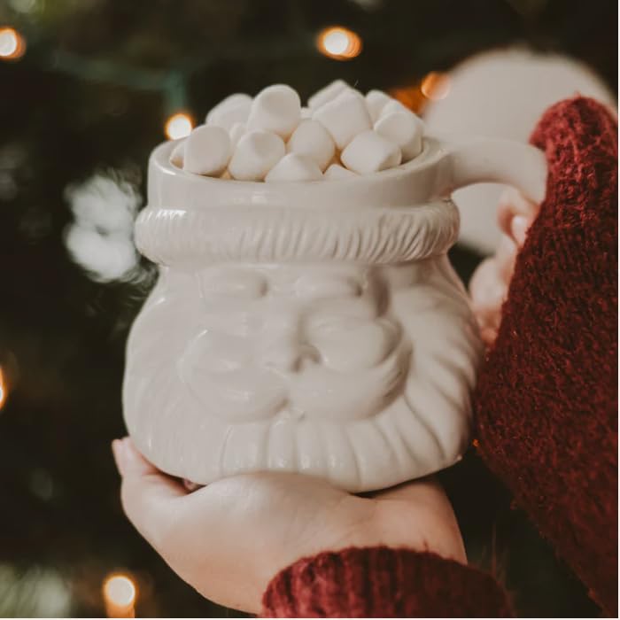Sweet Water Decor Santa Face Mugs - 19oz Santa Hot and Cold Holiday Drinkware Gift - Ceramic Christmas Decoration Mug