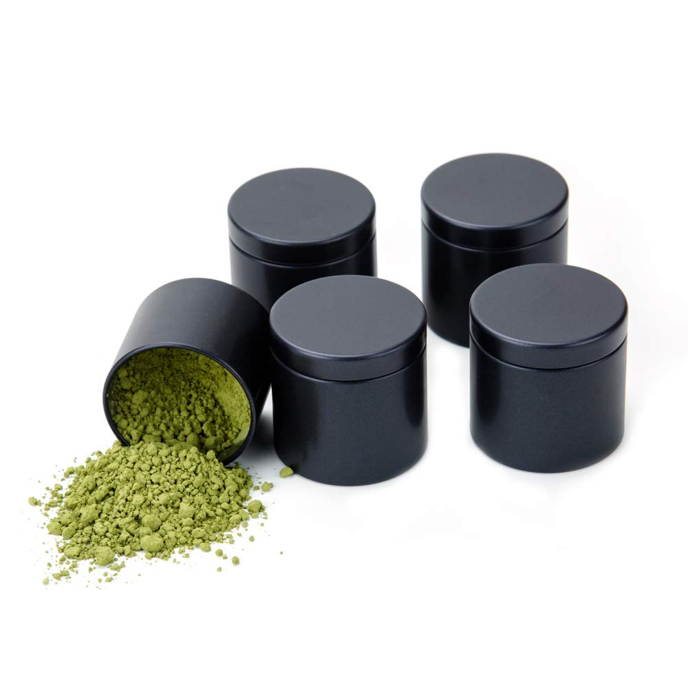 Tianhui Small Tin Can Box With Lids Canister For Coffee Tea Candy Storage Loose Leaf Tea Tin Containers Storage 5 Pcs (Black, S)