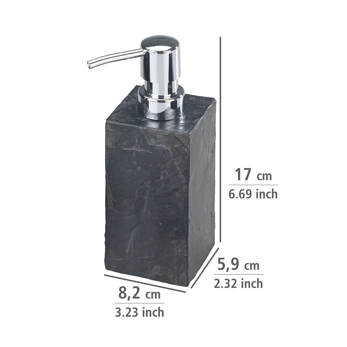 Wenko Slate Rock Soap Dispenser, Refillable Hand Soap Dispenser For Bathroom, Countertop Dispenser Suitable For Liquid Hand Soap