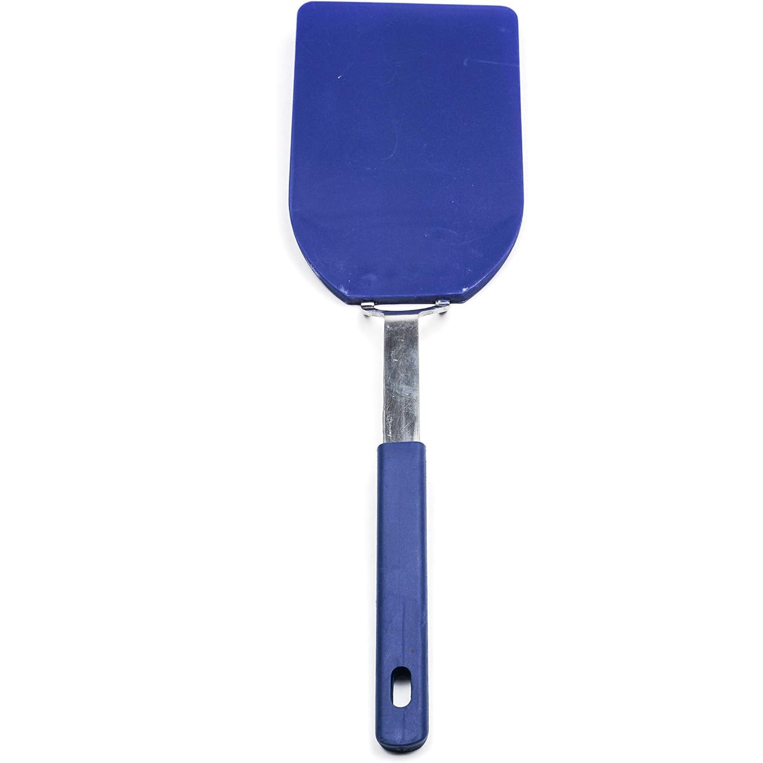 RSVP International Kitchen Tool Collection Flexible Nylon Spatula, Stainless Steel Handle, 13.5x3.75, Blue