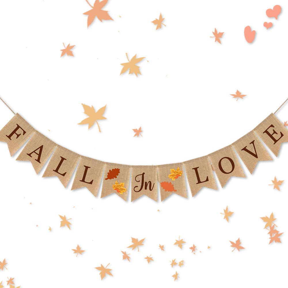 Swyoun Burlap Fall In Love Banner Fall Autumn Wedding Supplies Engagement Bridal Shower Garland Decoration