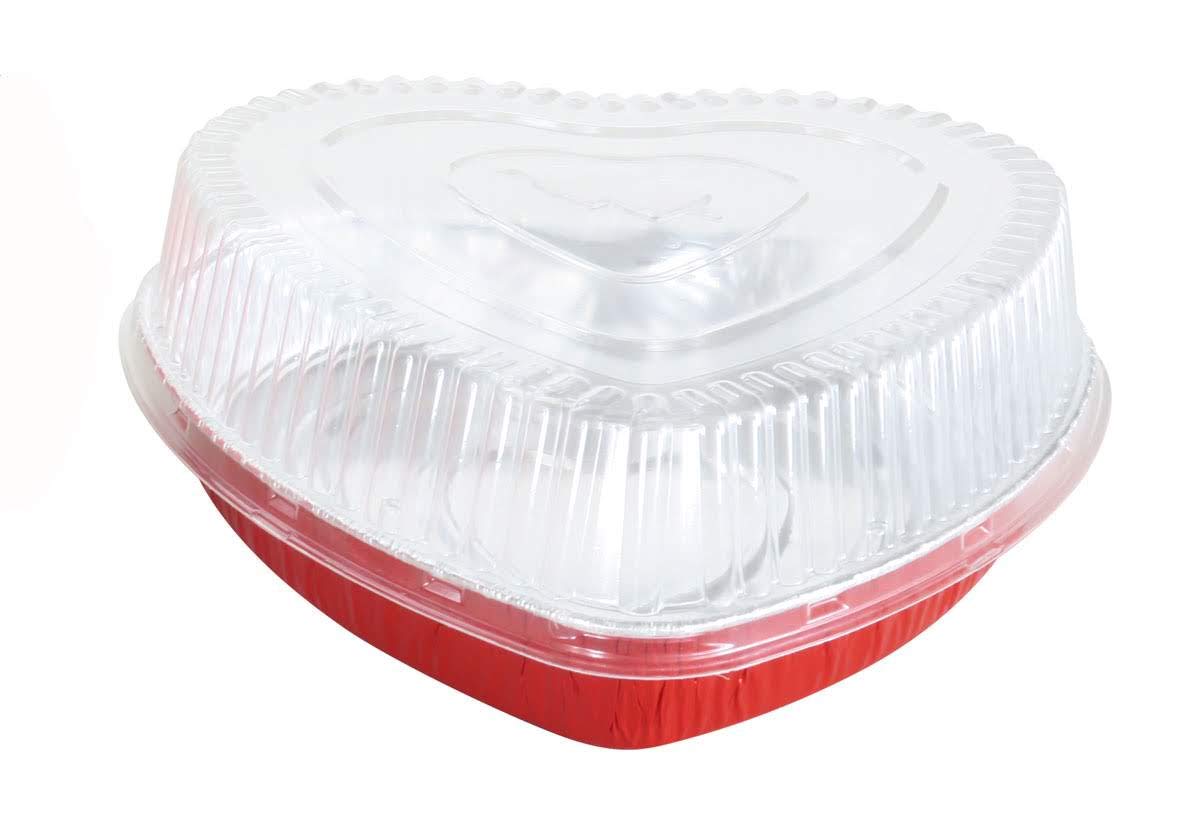 KitchenDance 8 Inch Disposable Heart Aluminum Pans With Lids  Heart Shape Aluminum Cake Pan Perfect for Cakes & Chocolates  He