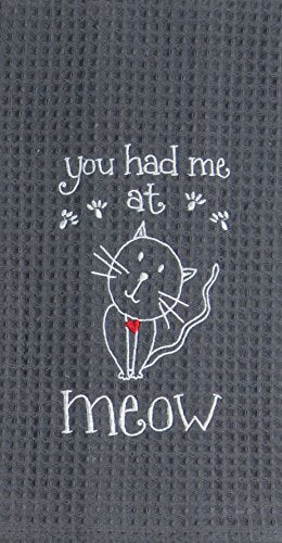 Kay Dee Designs Cat Lover Embroidered Towel Set - One Each You Had Me At Meow & Cat Love