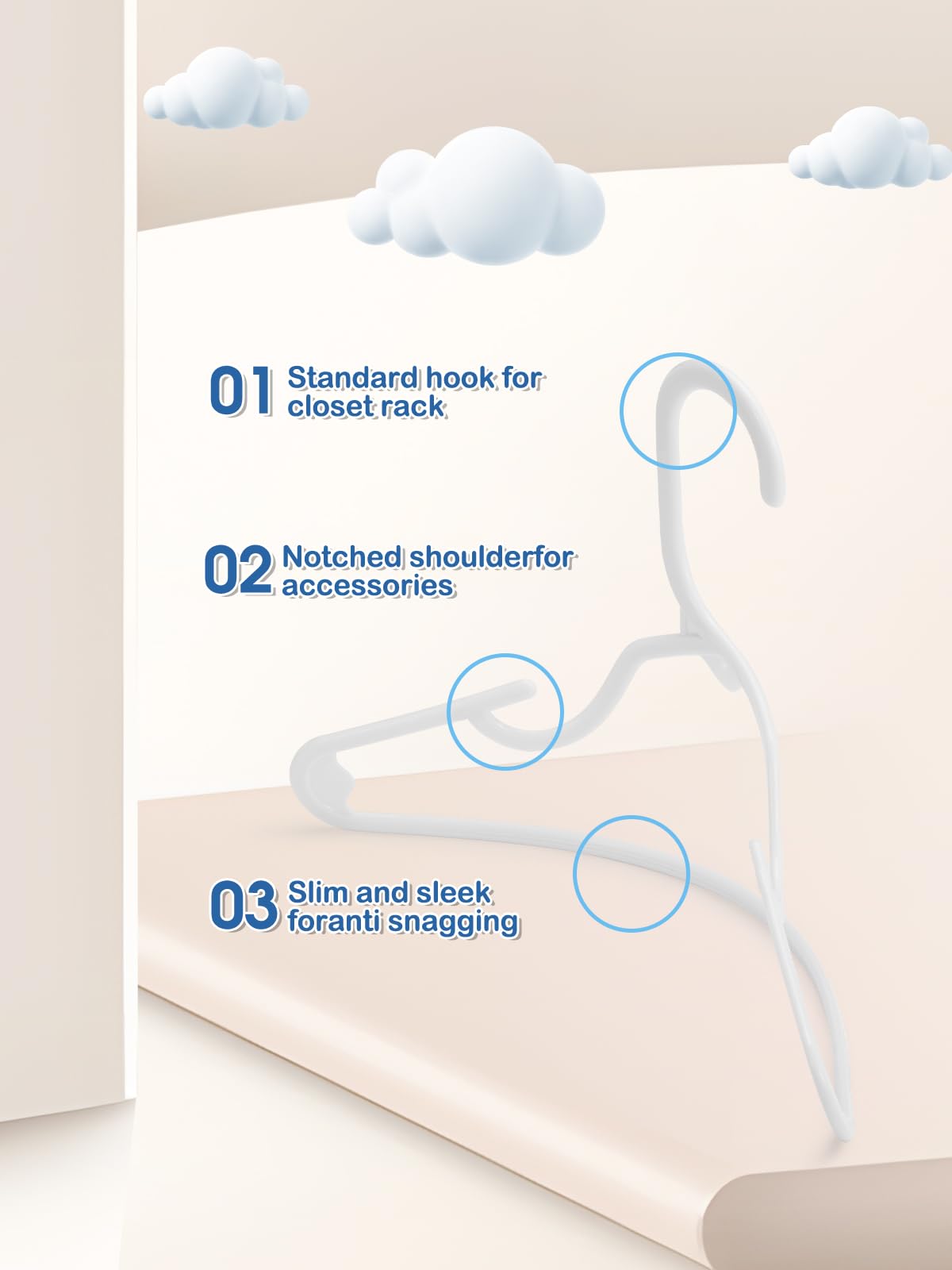 Smartor 60 Pack Baby Hangers - 11.7 Inch Plastic Baby Hangers For Closet - Child Hangers For Clothes & Infant Hangers For Closet