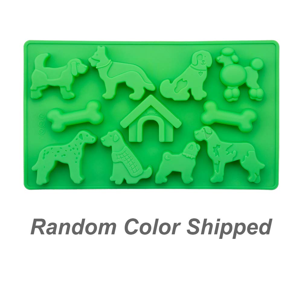 Fewo 11-Cavity Dogs Bones & Kennel Chocolate Candy Gummy Mold, Puppy Doghouse Silicone Ice Cube Tray Homemade Dog Treat Baking P