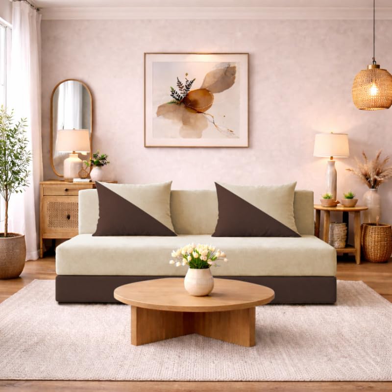Adorn India Easy Desmond 3 Seater Sofa Cum Bed 5 X 6 (Brown & Beige) (1 Year Warranty)