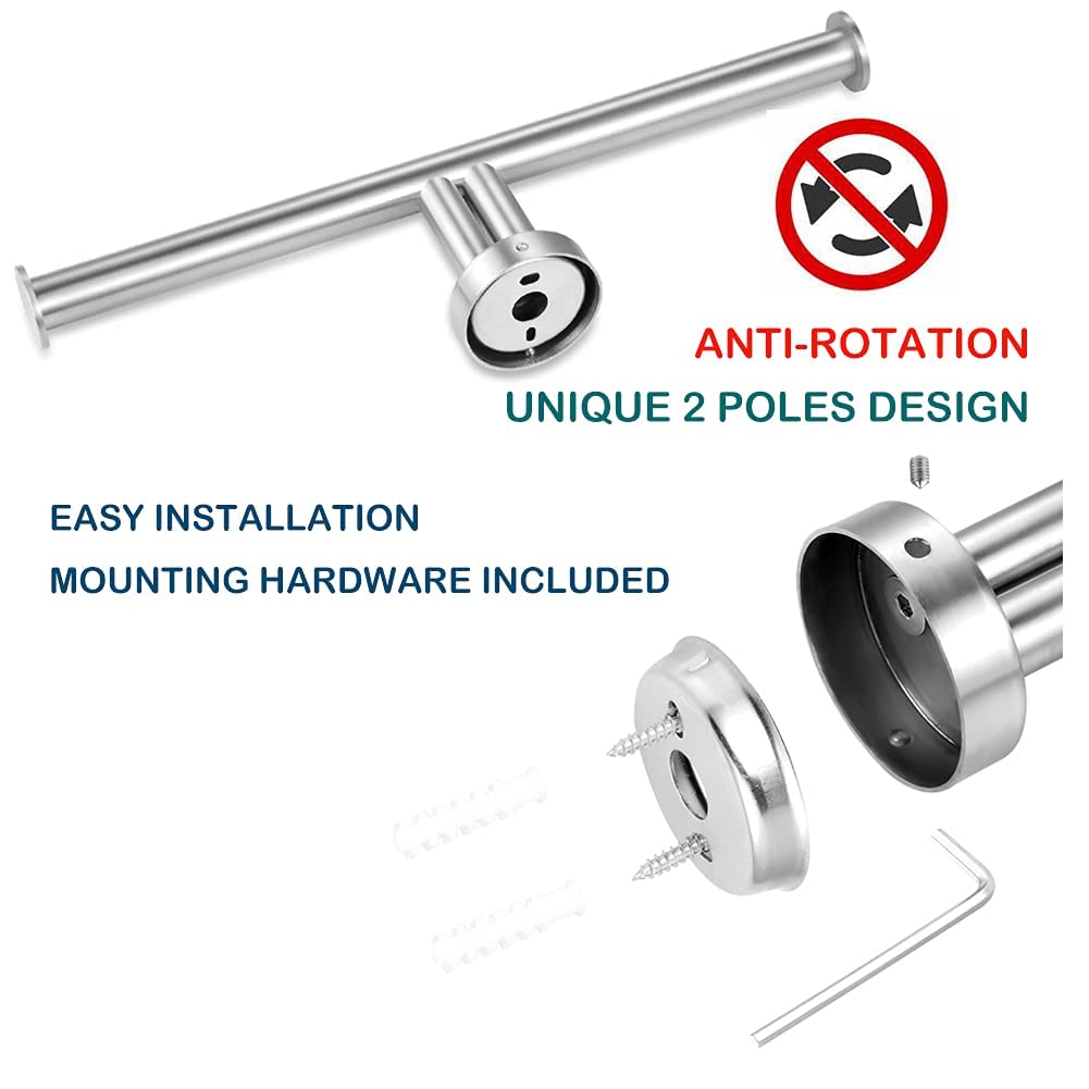 Double Roll Toilet Paper Holder Wall Mount for Bathroom Kitchen  Brushed Nickel SUS304 Stainless Steel 2 in 1 Dual Tissue Holder
