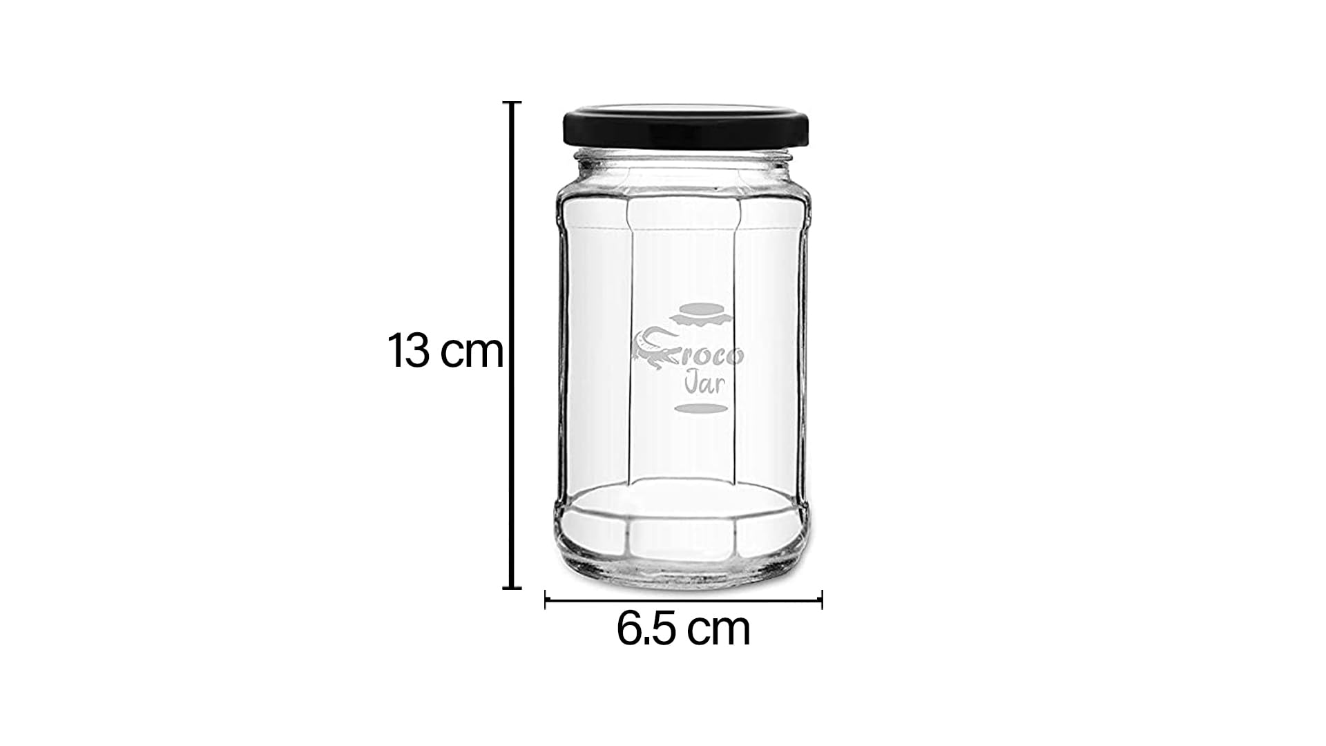 CROCO JAR Glass Jars and Storage Containers Air Tight Lid For Herbs, Foods, Jams, Liquid, Small Spice Jars - 500 Ml Glass Pickle