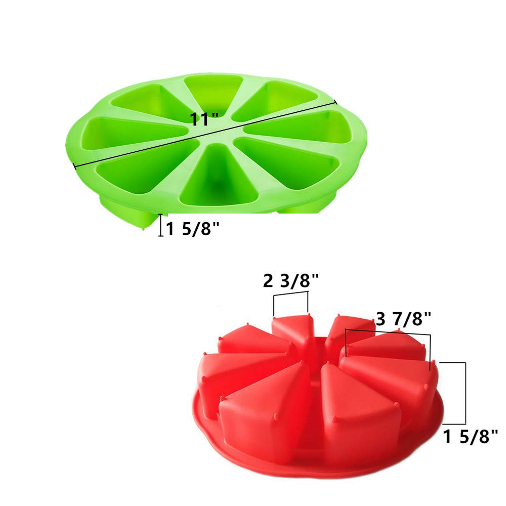 Xizhi 2 Pack Silicone Baking Molds, Triangle Cake Pan Diy/8 Cavity Silicone Scone Pan/Cakes Slices Mold/Pizza Baking Molds/Bread