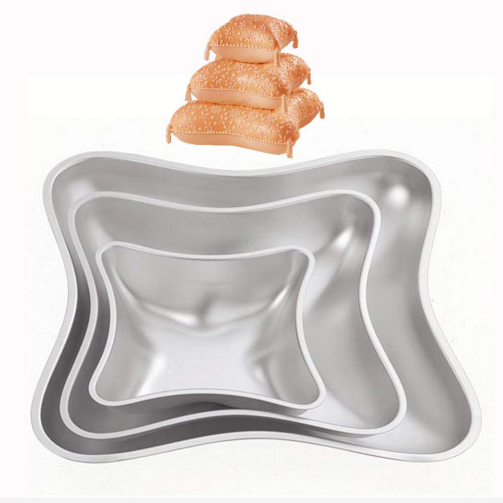 3 Pcs Cakes Pan Cake Baking Mold,Pillow Cake Pan Set Diy Pillow Shape Aluminum Cake Molds Set