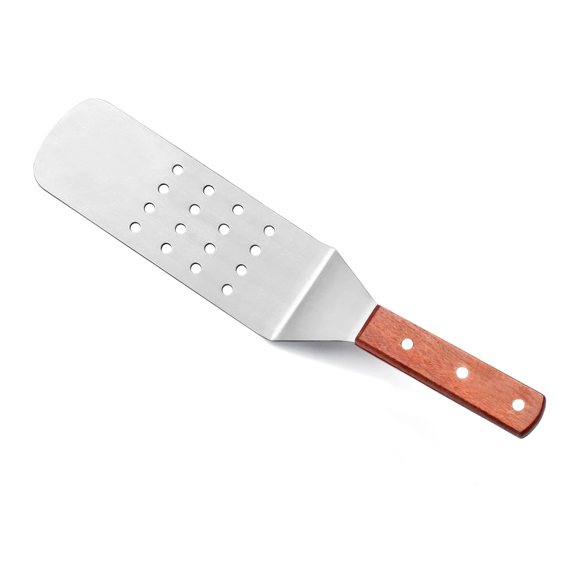 New Star Foodservice 36312 Wood Handle Flexible Grill Turner/Spatula, Perforated, 14.5-Inch