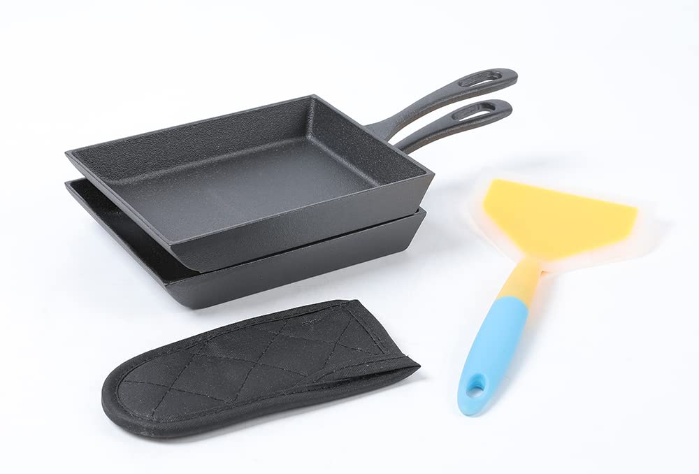 Hawok Japanese Omelette Pan Cast Iron Rectangle Egg Pan Tomagoyaki Pan Rolled Eggs Pre-Seasoned