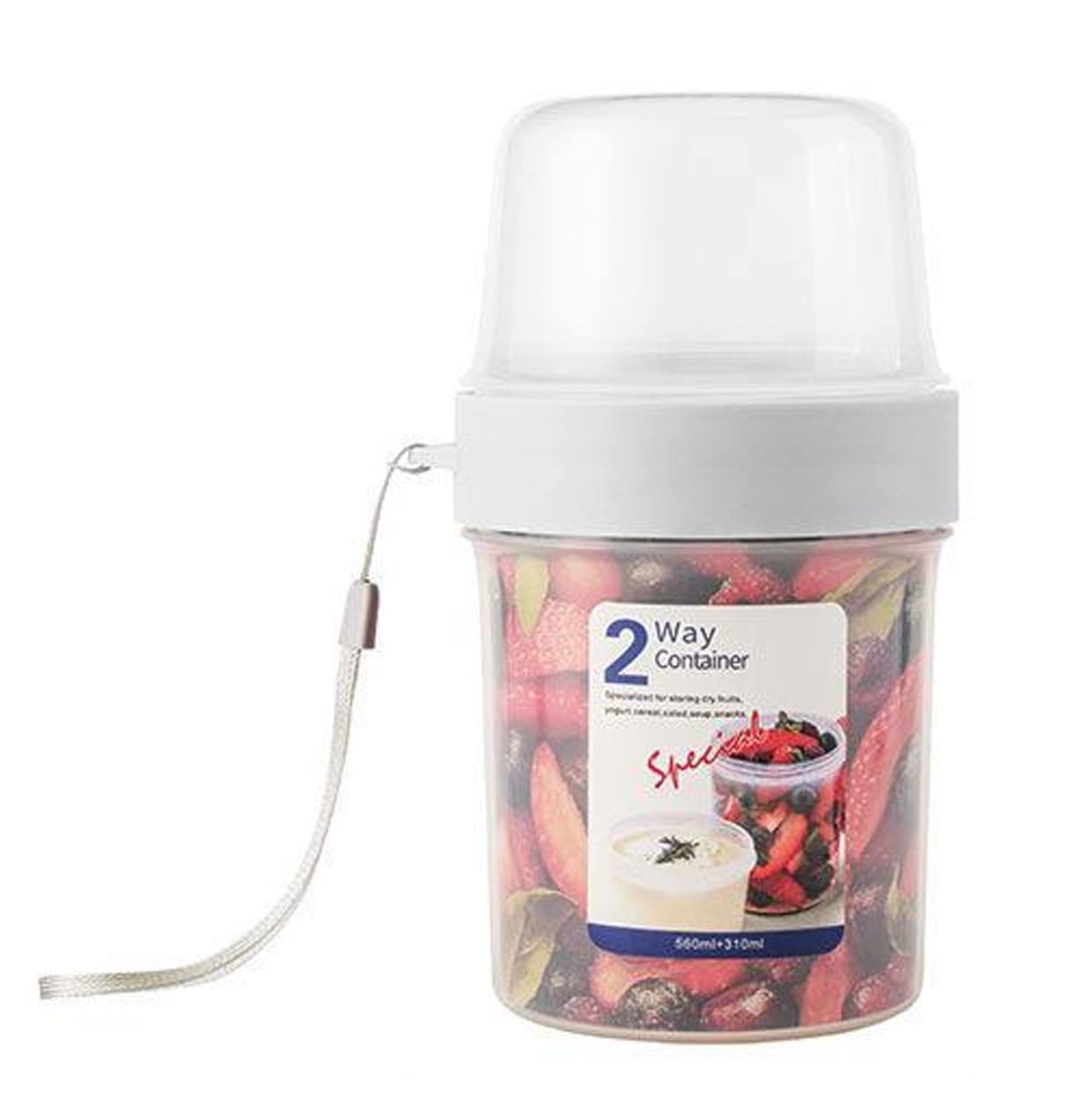 Eletree Breakfast On The Go Jar | Portable Cereal & Milk Container | Double Layer Design | 560Ml Storage For Oats Yogurt Fruit S