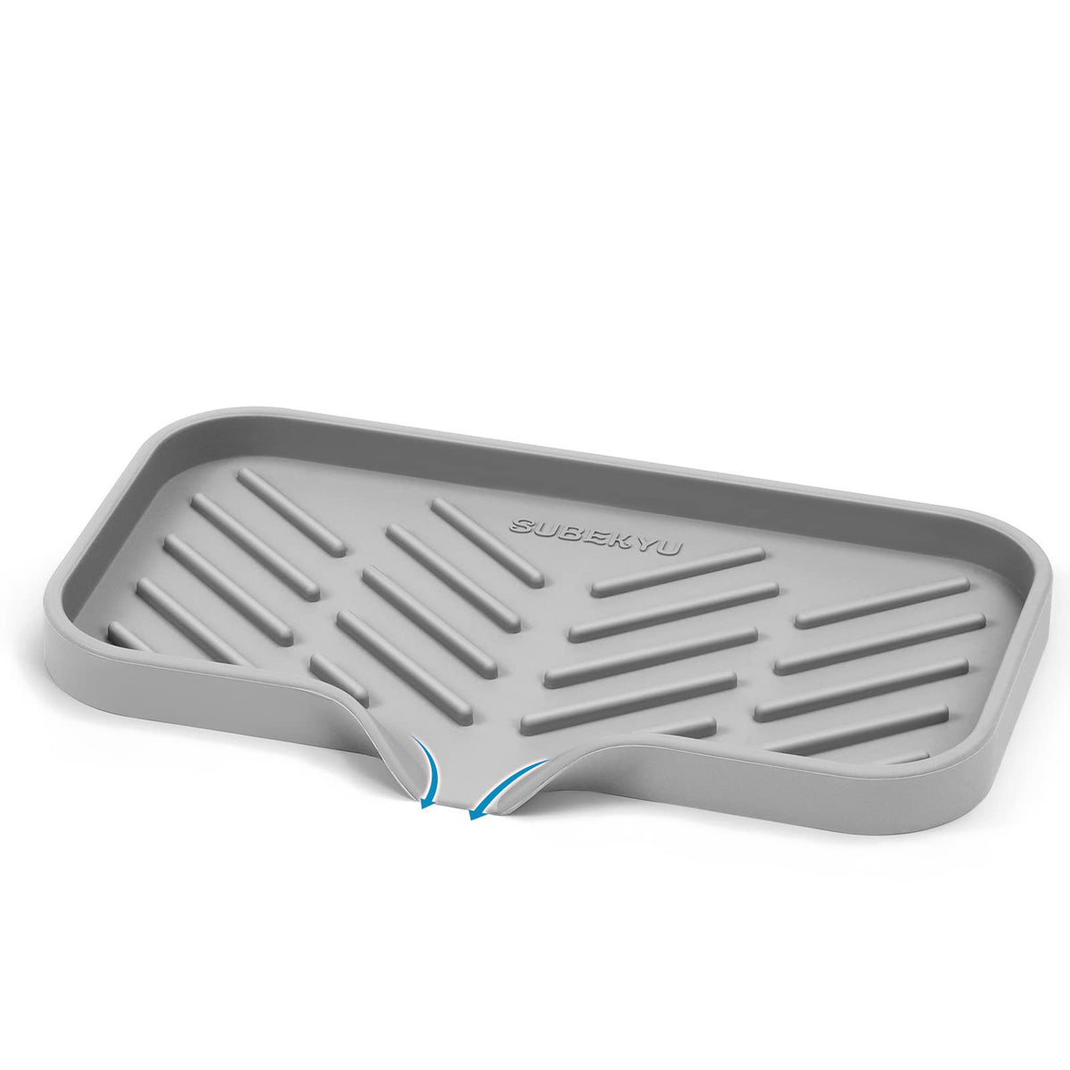 Subekyu Silicone Kitchen Soap Tray, Sink Tray For Kitchen Counter/Soap Bottles, Sponge Holder And Organizer With Drain Spout, Gr