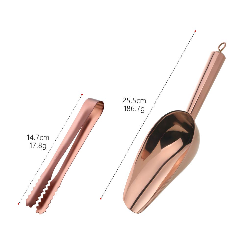 Set Of Ice Tongs & Scoops, Candy Buffet Clip& Stainless Steel Scoop,For Ice, Candy, Nuts, Flour Wedding Bar Bbq Party (Gold) (Ro