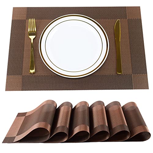 PPlus International Placemats Place Mats for Kitchen Dining Table, HeatResistant StainAntiSkid Washable PVC Table Mats,Vinyl 
