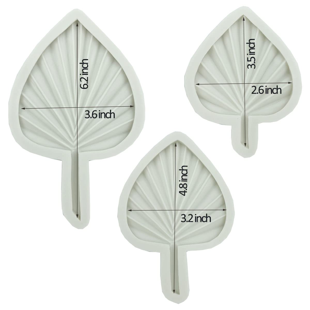 Fan Leaf Silicone Molds, 3 Pcs Flower Leaf Shape Fondant Cake Mold For Candy Chocolate Dessert Cake Decoration Cupcake Topper So