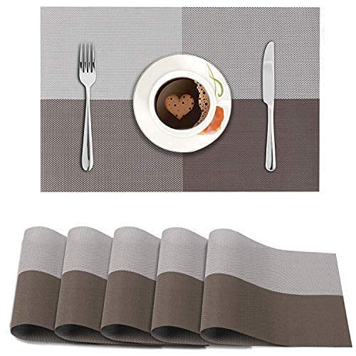 EARTHCONE Rectangular Dining Table Mats HeatResistant PVC Placemat for Home, Hotels, Restaurants, Offices (Brown Checks, 1)