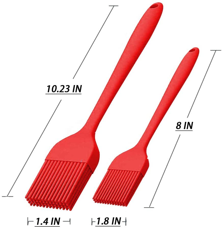 Alljewelrysupplies Silicone Basting Brush Set Of Two Heat Resistant Long Handle Pastry Brush For Grilling, Baking, Bbq And Cooki