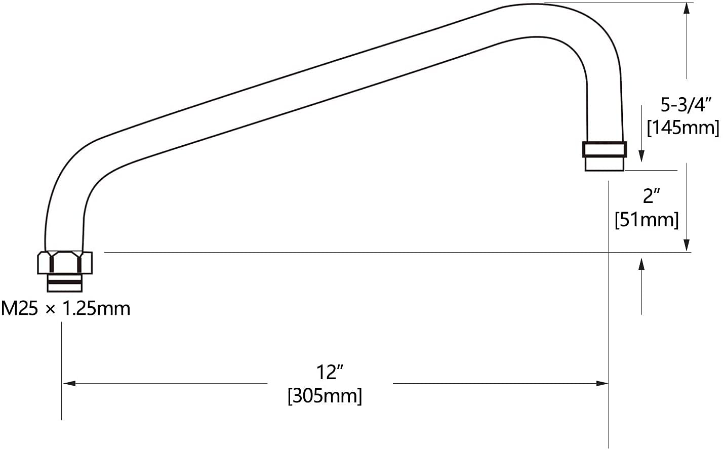 Coolwest 12 Inch Swing Swivel Spout Replacement Kit For Commercial Kitchen Sink Faucet, 2.2 Gpm Gooseneck Spout Nozzle Replaceme
