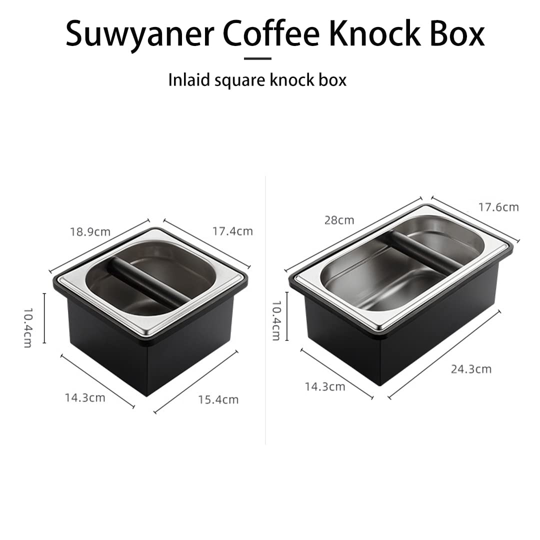 Coffee Knock Box, Stainless Steel Dump Bin Espresso Knock Box For Coffee Grounds With Removable Non-Slip Base Shock-Absorbent Fo