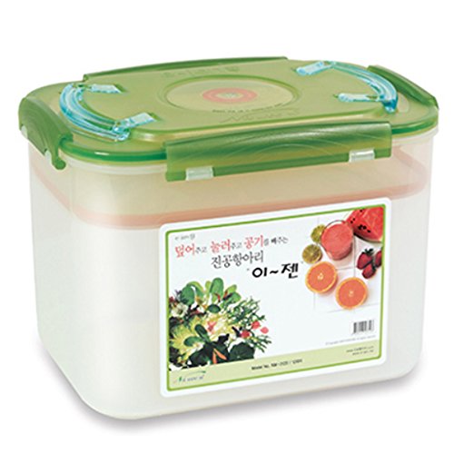 E-Jen Premium Kimchi, Sauerkraut Container Probiotic Fermentation With Inner Vacuum Lid (Earthenware Green, 3.1 Gal/ 12L)
