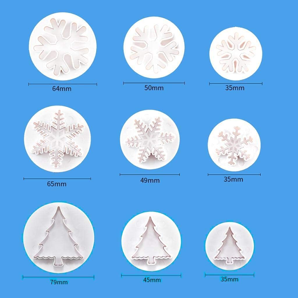 9Pcs Christmas Cookie Cutter Snowflake Cookie Cutters Christmas Cookie Cutter Snowflake Plunger Cutters Fondant Embossing Tool F