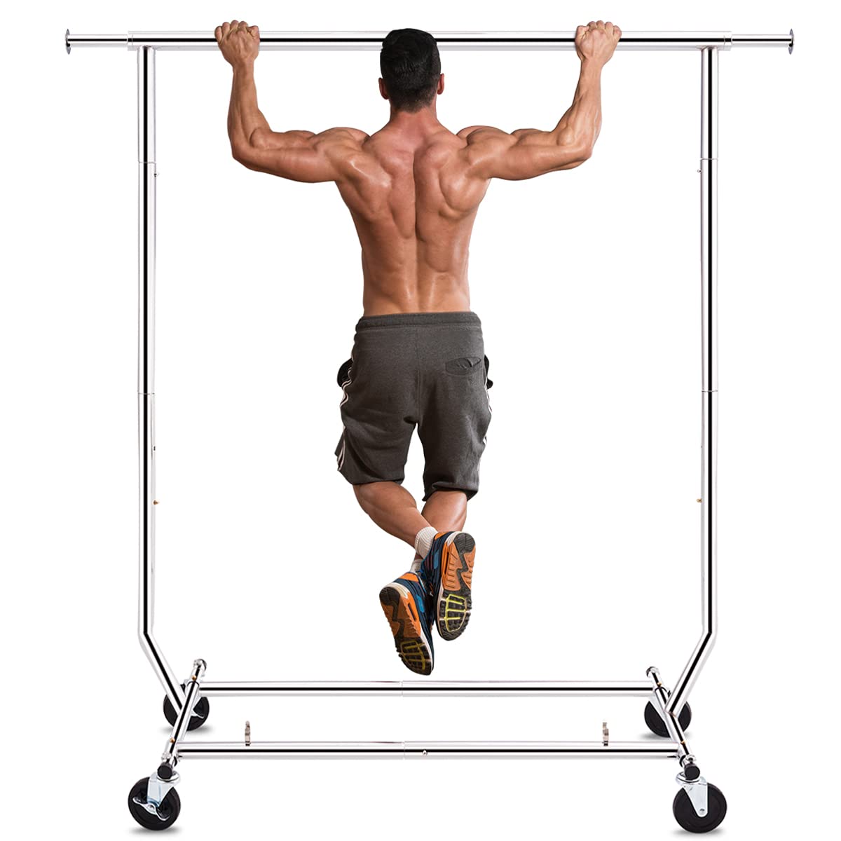 Hokeeper Clothes Rack, Clothing Racks For Hanging Clothes, Heavy Duty Garment Rack Load 300Lbs, Commercial Rolling Rack, Collaps