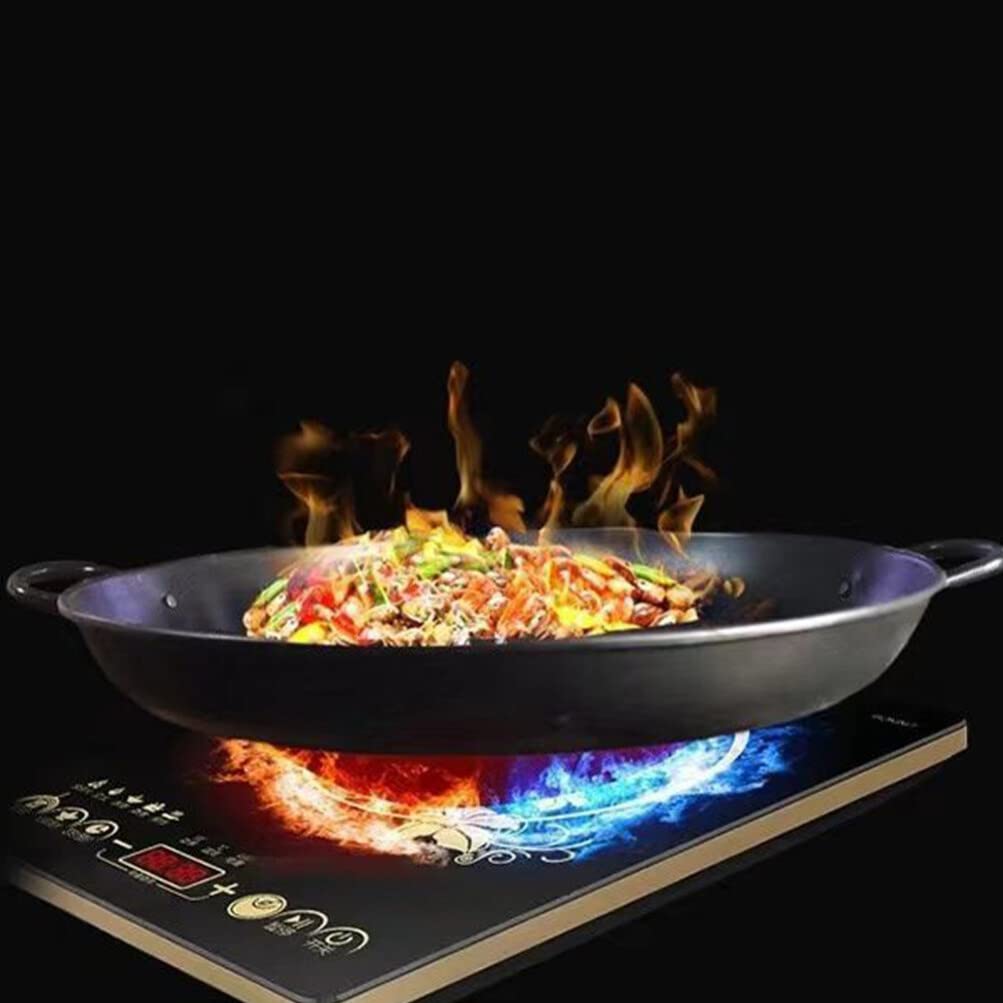 Happyyami Frying Concave Pan Stainless Steel Griddle Concave Discada Disc Cooker High Heat Cooking Skillet Heavy Duty Comal Para