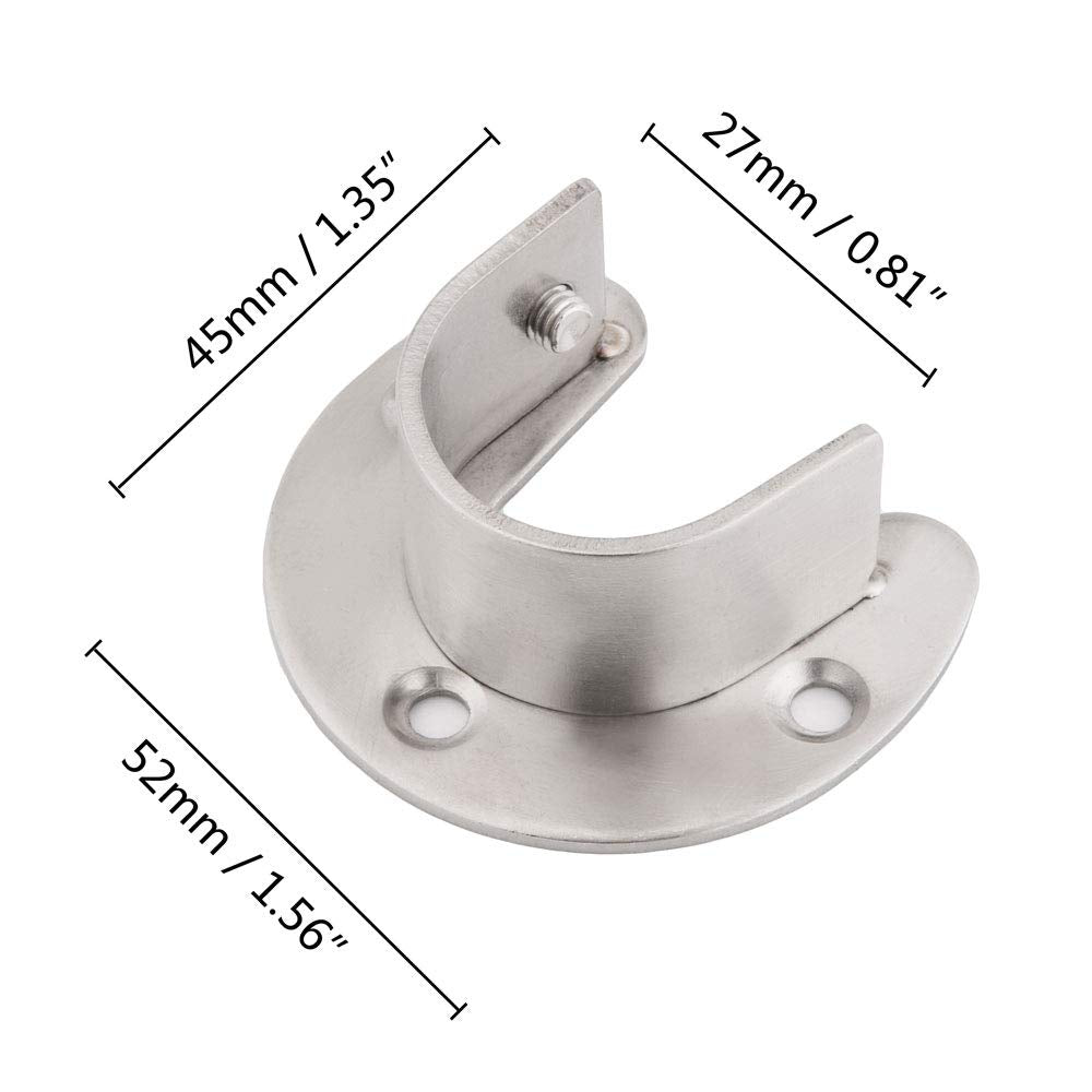 Ulifestar Stainless Steel Closet Rod Holder Bracket Socket Flange Supports,Heavy Duty & Sturdy Shower Curtain Rod Pole Bracket F