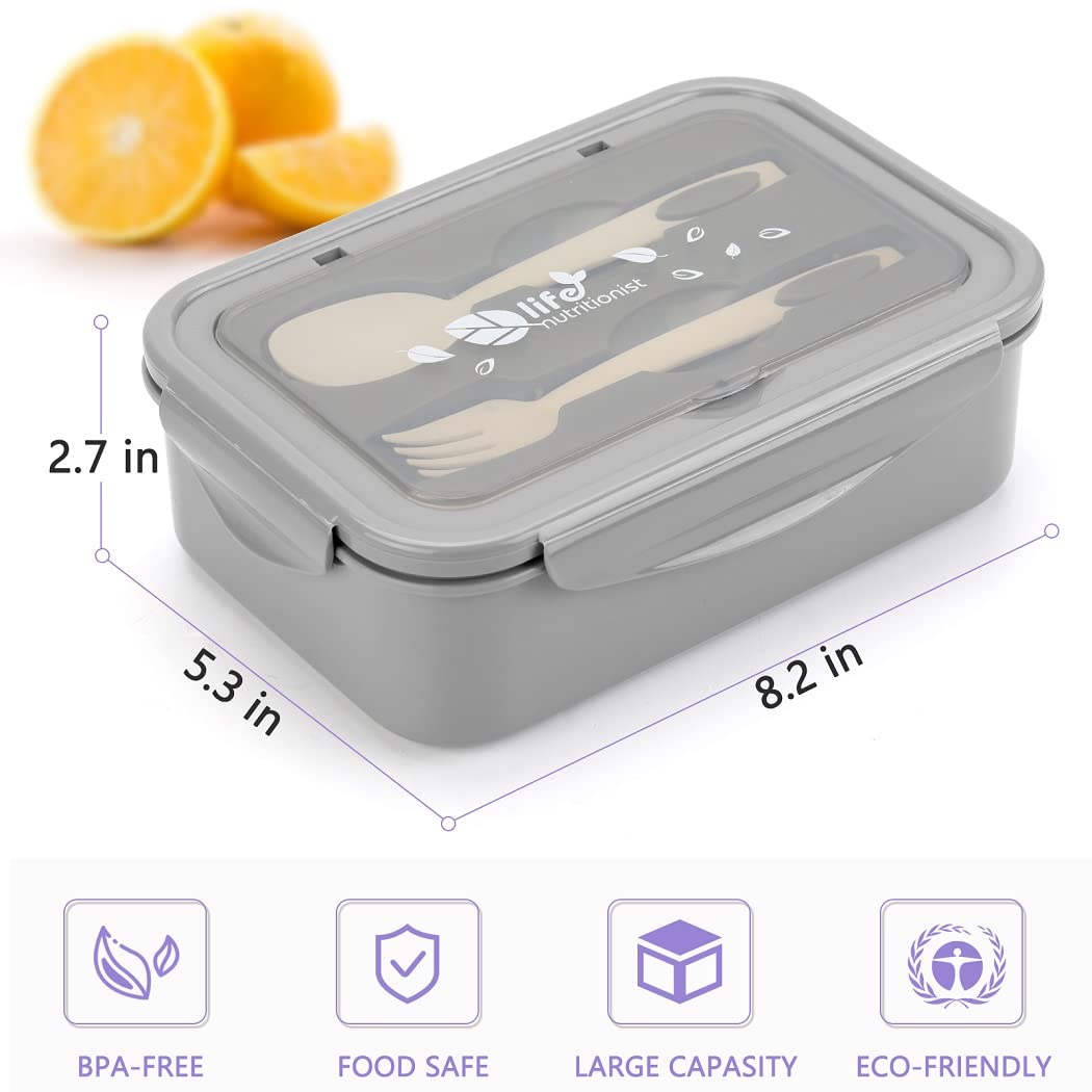 Lovina Bento Boxes For Adults - 1100 Ml Bento Lunch Box Container For Kids With Spoon & Fork - Durable Perfect Size For On-The-G